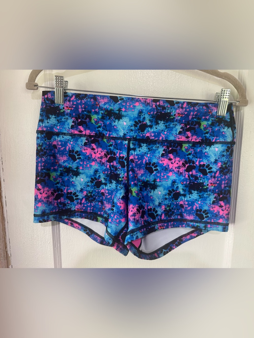 Women’s Blue & Pink Patterned Athletic Shorts